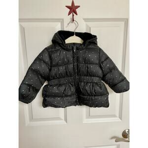 Baby Gap Recycled Metallic Dot Puffer Coat Jacket Fleece Lined Size 12-18 Months